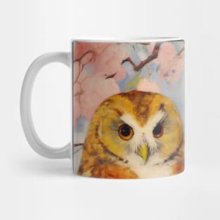 Owl Cherry Blossom Nature Vintage Mug